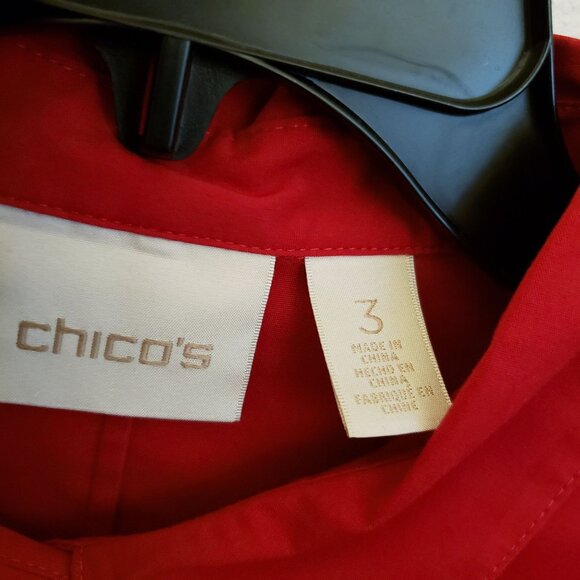 Chico's Red Cotton Blend Tie Front Tunic Shirt Top Size L EUC - Picture 8 of 9